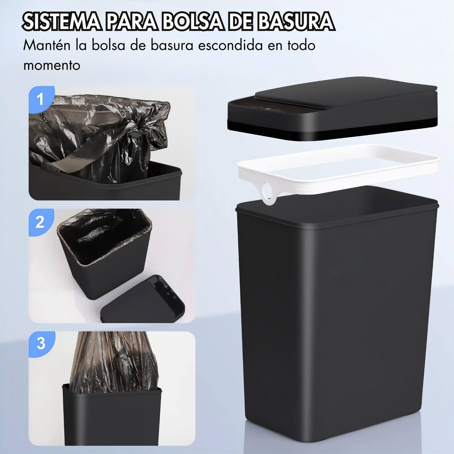 BOTE DE BASURA INTELIGENTE CON SENSOR DE MOVIMIENTO (PARA BAÑO)